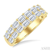 2 1/10 Ctw Twin Row Emerald Cut Diamond Fashion Band in 14K Yellow Gold