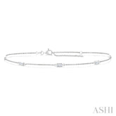 1/4 Ctw Baguette Cut Diamond Station Bracelet in 14K White Gold