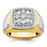 Men's WG 1.00ct tw Diamond Cluster Ring with Satin Finish Sides Mounting