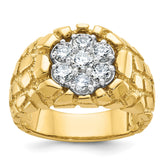 14k IBGoodman Men's Two-tone Men's 1 carat Diamond Nugget Cluster Complete Ring