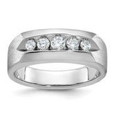 IBGoodman 10k White Gold Men's Polished and Satin 5-Stone 1/2 Carat A Quality Diamond Ring