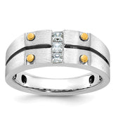 Men's WG Ring with YG Accent and Black Rhodium Detail Mounting
