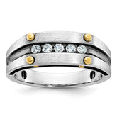 IBGoodman 10k Two-tone Men's Polished Satin and Grooved 5-Stone Ring Mounting