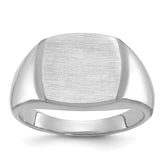 10kw 14mm x 14mm cushion face signet ring.