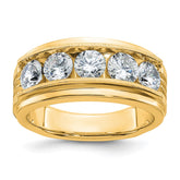 14k IBGoodman Men's Polished Satin & Grooved 5-Stone Ring Mounting