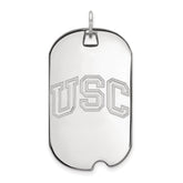 10k White Gold University of Southern California U-S-C Large Dog Tag Pendant