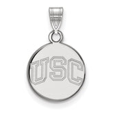 10k White Gold University of Southern California U-S-C Small Disc Pendant