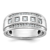 IBGoodman 14k Men's Polished and Grooved Square 5-Stone Ring Mounting