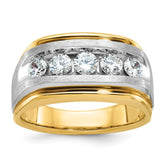 IBGoodman 14k Men's Polished Satin and Grooved 5-Stone Ring Mounting