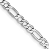 14K White Gold 18 inch 3.5mm Semi-Solid Figaro with Lobster Clasp Chain