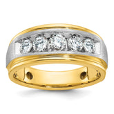 14k Two-tone IBGoodman Men's Satin Finish Lab Grown VS/SI+ G+ Dia Complete