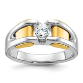 Men's Two-tone 3/8ct Diamond Solitaire Ring with All Bright Finish Mounting
