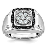 Men's TT Cluster Ring with Satin Finish and Black Rhodium Accent Mounting