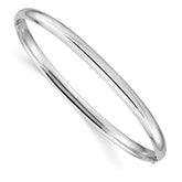 14k White Gold High Polished 5.00mm Hinged Oval Bangle Bracelet