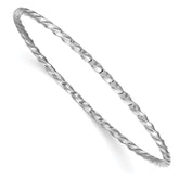14k White Gold Polished Twisted 2.50mm Slip-on Round Bangle Bracelet