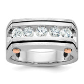 IBGoodman 14k Two-tone Men's Polished Satin and Grooved 5-Stone Ring Mounting