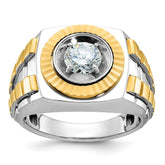 10K Two-tone Polished and Satin Solitaire Men's Ring Mounting