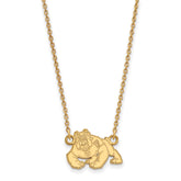 14k Gold LogoArt California State University Fresno Bulldog Small Pendant 18 inch Necklace