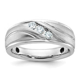 IBGoodman 14k Men's Polished Satin and Grooved 3-Stone 1/3 Carat AA Quality Diamond Ring