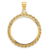 Wideband Distinguished Coin Jewelry 14k Polished Rope 32.7mm x 3mm Screw Top Coin Bezel Pendant