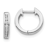14k White Gold 1/10 carat Diamond Channel-set Hinged Hoop Earrings