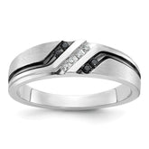 IBGoodman 10k White Gold Men's Polished Satin and Grooved Ring Mounting
