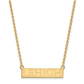 14k Gold LogoArt Lehigh University Large Bar Pendant 18 inch Necklace