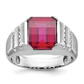 14k White Gold IBGoodman Men's Cr. Ruby and Diamond Complete Ring