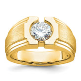 10K Polished and Satin Solitaire Men's Ring
