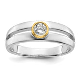 IBGoodman 14k Two-tone Men's Polished and Cut-Out Bezel Set Solitaire 3/8 Carat BB Quality Diamond Ring