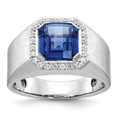 White Gold Created Sapphire Ring with 3/8cttw Diamond Accents Mounting