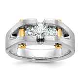 Men's WG 3/4ct tw Diamond Ring with YG Bars and Satin Finish Mounting