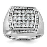 Men's WG Diamond Cluster Ring with Soft Satin Finish Sides Mounting
