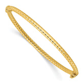 14K Polished and Textured 3.00mm Hinged Oval Bangle Bracelet