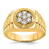 IBGoodman 14k Men's Polished Satin and Textured 1/2 Carat BB Quality Diamond Cluster Ring