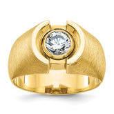 Men's YG Solitaire Ring for 1ct Center with Satin Finish Accent Mounting