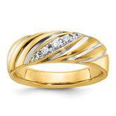 Men's TT Wedding Band with Satin Finish and White Rhodium Accent Mounting