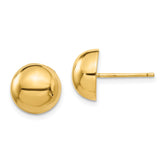 14k 10mm Polished Half Ball Post Earrings