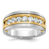 14K White and Yellow Gents Two-Tone Diamond Wedding Band