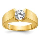 Men's YG Diamond Solitaire Ring with Soft Satin Finish Mounting