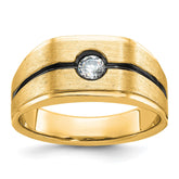 Men's WG Ring with Soft Satin Finish and Black Rhodium Pinstripe Mounting