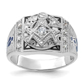 IBGoodman 14k White Gold Men's Polished and Textured Blue Lodge Master Masonic Ring Mounting