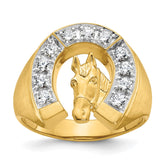 14k YG with Rh IBGoodman Men's Satin Horseshoe Diamond Ring Mounting