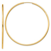 14k 1.5x51mm Polished Round Endless Tube Hoop Earrings