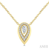 1/3 Ctw Open Window Pear and Round Cut Diamond Fashion Pendant With Chain in 14K Yellow Gold
