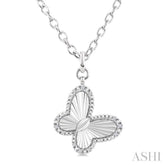 1/10 Ctw Butterfly Fluted Medallion Round Cut Diamond Pendant With Chain in Sterling Silver