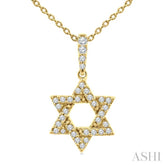 1/6 Ctw Star of David Round Cut Diamond Fashion Pendant With Chain in 10K Yellow Gold