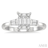 1/2 Ctw Modern Rectangular Head Baguette and Round Cut Diamond Ladies Ring in 14K Yellow and White Gold