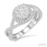 3/4 Ctw Lovebright Round Cut Diamond Engagement Ring in 14K White Gold