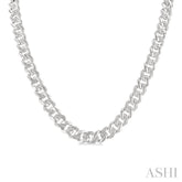 1/4 Ctw Single Cut Diamond Curb & Cuban Necklace in Sterling Silver
